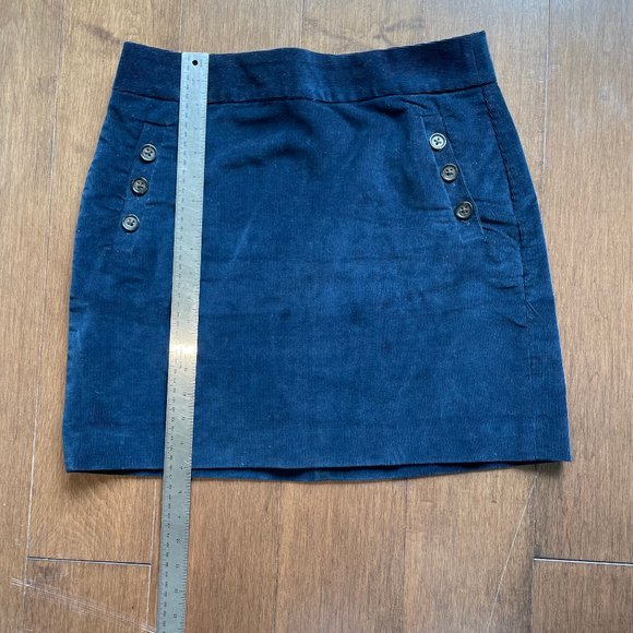 Blue Cord Short Skirt 90s Hip Side Button Pockets - Picture 2 of 9